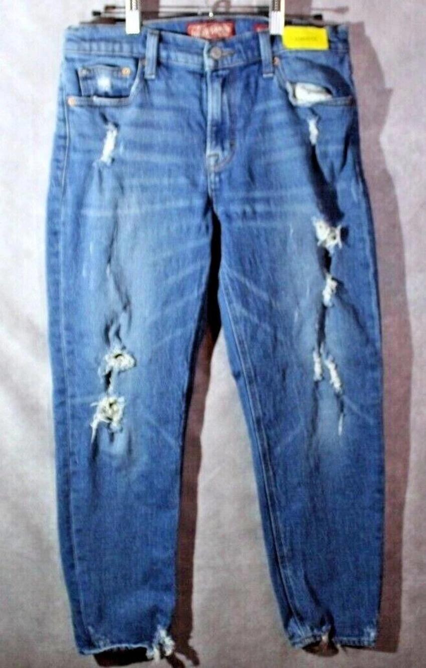 Lucky Brand Jeans Womens 4 27 Blue High Rise Straight Distressed Ripped Denim